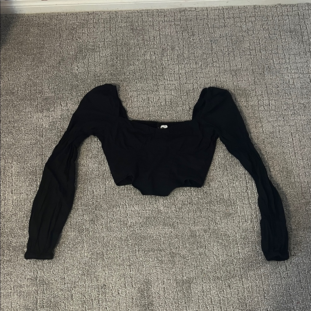 Divided Black Long Sleeve Blouse